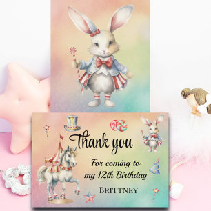 Cartão De Agradecimento Arco-Íris Pastel com Animais 12 Aniversário
