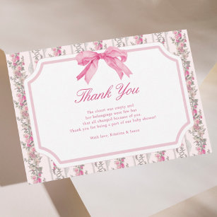 Cartão De Agradecimento Arco Rosa Amor Chá de fraldas Shack Obrigado Cartõ