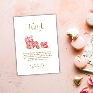 Cartão De Agradecimento Arco rosa Bonjour Bébé Chá de fraldas francês Maca