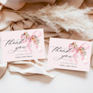 Cartão De Agradecimento Arco Rosa Floral Elegante Chá de fraldas Obrigado