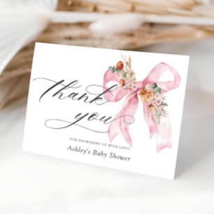 Cartão De Agradecimento Arco Rosa Floral Elegante Chá de fraldas Obrigado