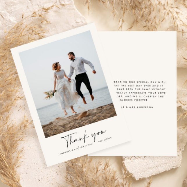 Cartão De Agradecimento Argumento de casamento informação moderna a preto  (Criador carregado)