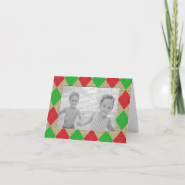 Cartão De Agradecimento Argyle e Burlap Holiday Photo Obrigado