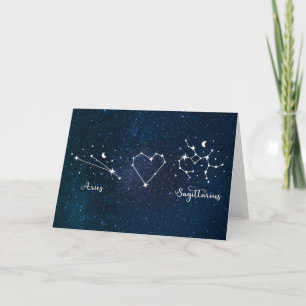 Cartão De Agradecimento Aries + Sagittarius - Dia de os namorados de Sinal