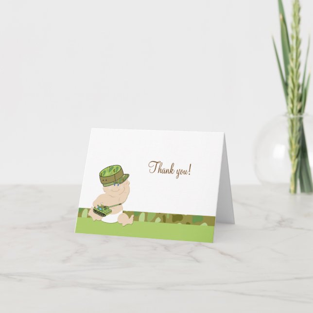 Cartão De Agradecimento Army Baby Military Folded Thank you notes (Frente)