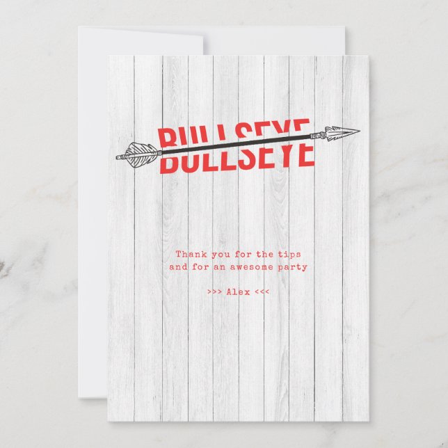 Cartão De Agradecimento Arquiteto em Arco Bullseye Arqueria Esportes Obrig (Frente)