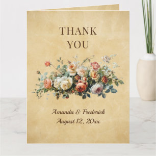 Cartão De Agradecimento Arranjo floral boho rústico