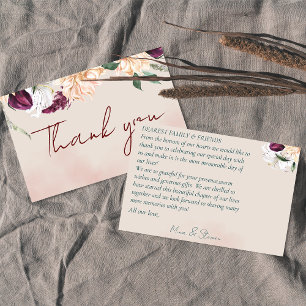 Cartão De Agradecimento arranjo floral vermelho e branco botânico casament