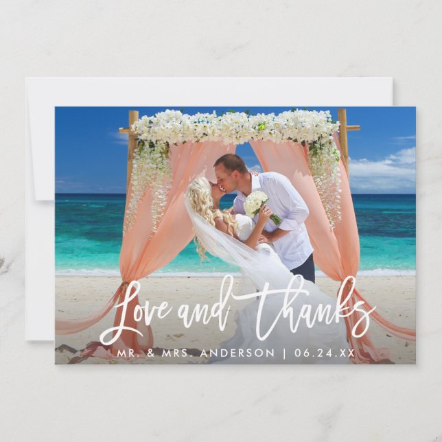 Cartão De Agradecimento Arranjo Moderno de Escova com Amor e Obrigados Whd (Frente)