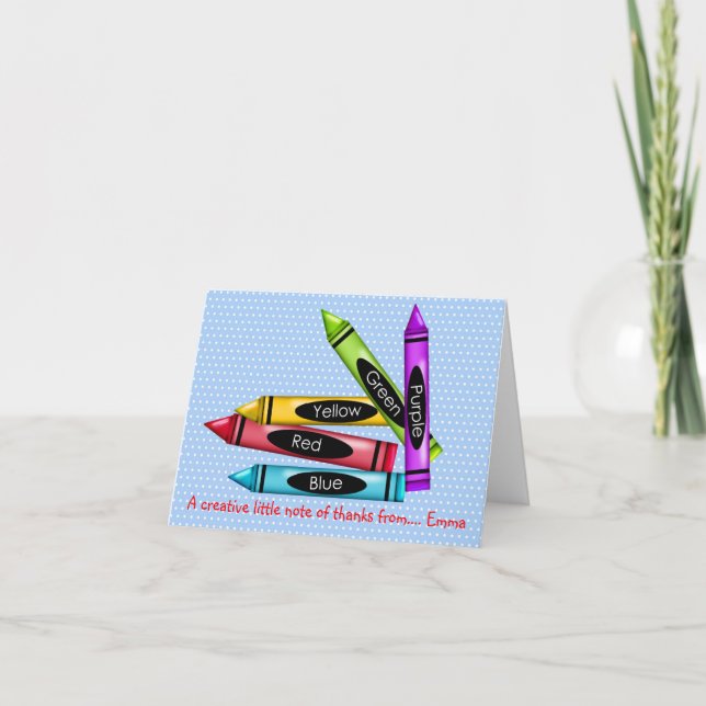 Cartão De Agradecimento Art  Crayons Thank you Note cards (Frente)