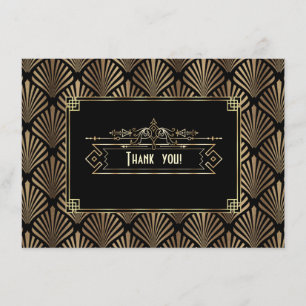 Cartão De Agradecimento Art Deco Black Gatsby 1920 Obrigado