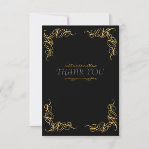 Cartão De Agradecimento Art deco casamento - ouro negro