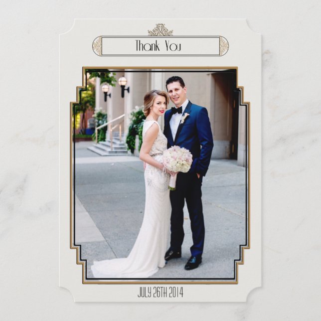 Cartão De Agradecimento Art Deco Dourado Posh Obrigado3 (Frente)