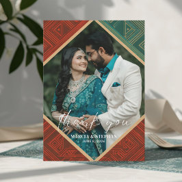 Cartão De Agradecimento Art Deco Geometric Diamond Frame Thank You Card