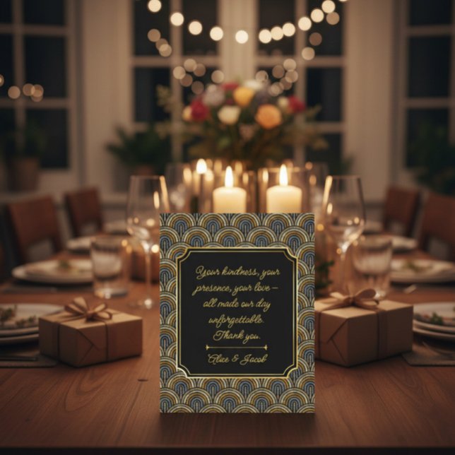 Cartão De Agradecimento Art Deco Style Wedding Thank You Card (Criador carregado)