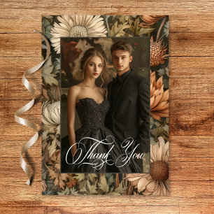 Cartão De Agradecimento Art Nouveau Brown William Morris Casamento Floral