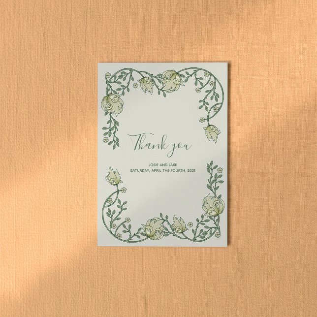 Cartão De Agradecimento Art Nouveau — obrigado de quadro bonito (Art Nouveau soft pretty frame thank you with photo and message.)