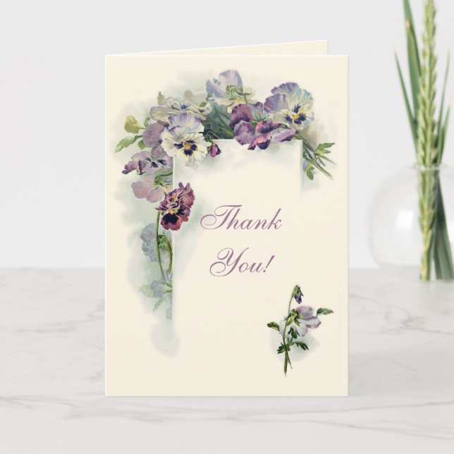 Cartão De Agradecimento Art nouveau pansies Thank You card (Frente)