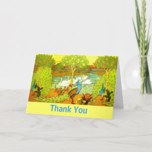 Cartão De Agradecimento Art Nouveau Peacocks e Swans