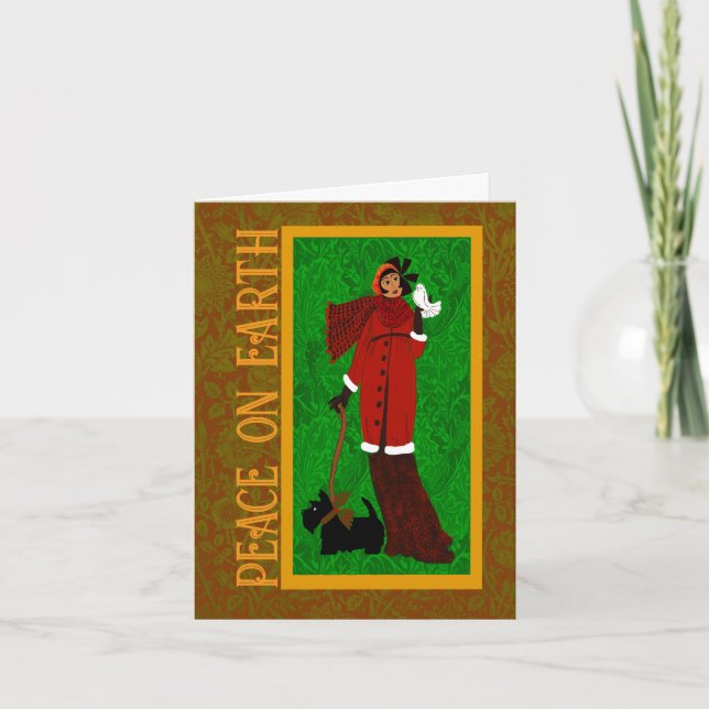 Cartão De Agradecimento Art Nouveau Scotty Dog Holiday Card (Frente)