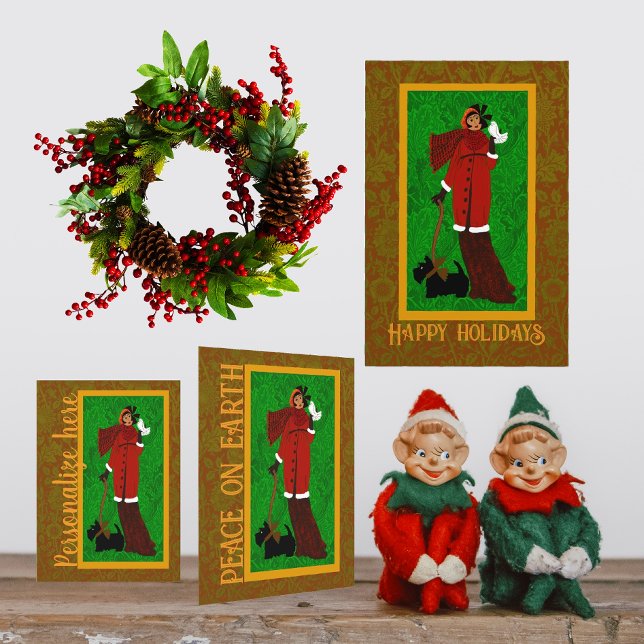 Cartão De Agradecimento Art Nouveau Scotty Dog Holiday Card (Criador carregado)