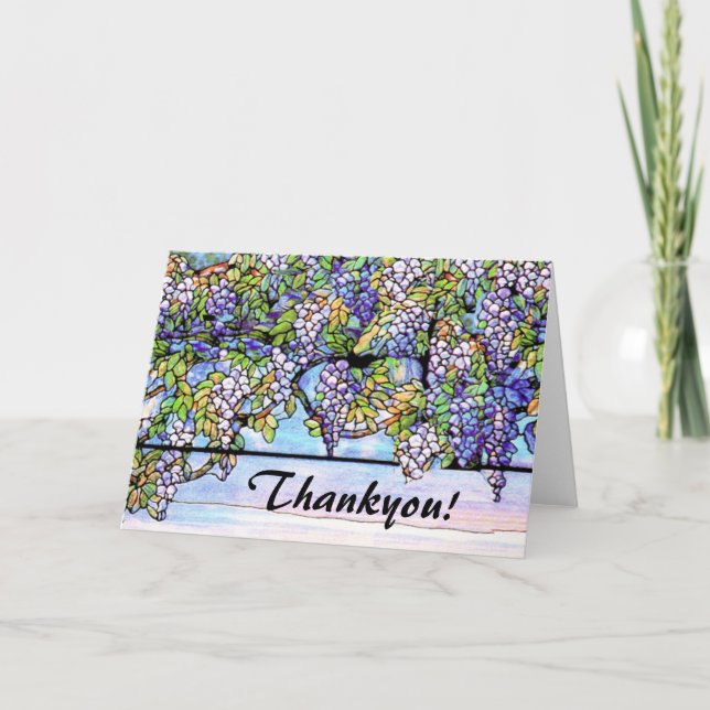 Cartão De Agradecimento Art Nouveau Tiffany Stained Glass Flowers (Frente)