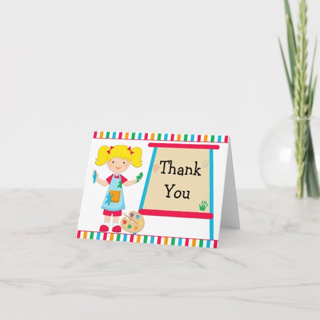 Cartão De Agradecimento Art Painting Birthday Party Thank You Card (Frente)