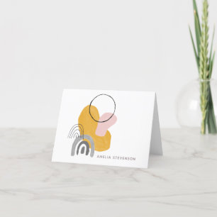 Cartão De Agradecimento Arte Boho Abstrata em Amarelo e Cinza Personalizad