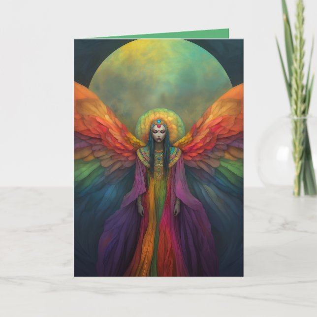 Cartão De Agradecimento Arte Celestial Rainbow Goddese Angel Spirit (Frente)
