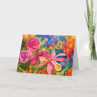 Cartão De Agradecimento Arte Colorida Da Seda Obrigado Nota