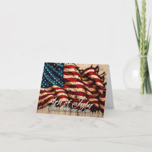 Cartão De Agradecimento Arte da Bandeira Americana Vintage para 4 de Julho