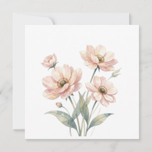 Cartão De Agradecimento Arte de Buquê de Aquarela Floral Rosa Suave
