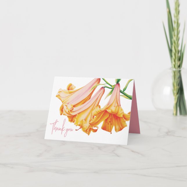 Cartão De Agradecimento Arte de campainha de lírio obrigado sua foto dentr (Frente)