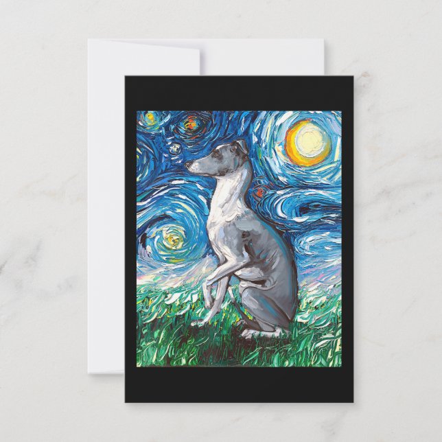 Cartão De Agradecimento Arte De Cão De Whippet, Starry Night, Italiano (Frente)