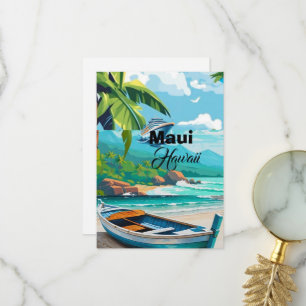 Cartão De Agradecimento Arte de cartão-postal de viagem de Maui, cartão-po