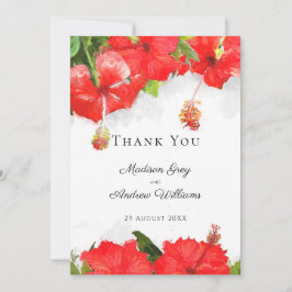 Cartão De Agradecimento Arte de Flor de Hibisco Vermelho Exótico Obrigado