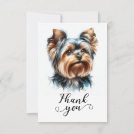 Cartão De Agradecimento Arte de Ilustração de Yorkshire Terrier Yorkie Fof