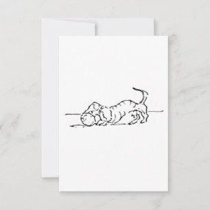 Cartão De Agradecimento Arte de Linha Divertida Cachorro Salsicha