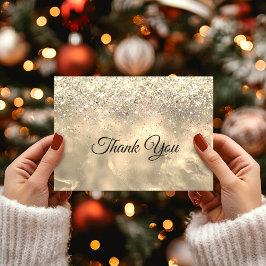 Cartão De Agradecimento Arte de mármore fofa dourada brilho falso