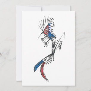 Cartão De Agradecimento Arte de Tatuagem Tribal Abstrata Colorida de Viaja