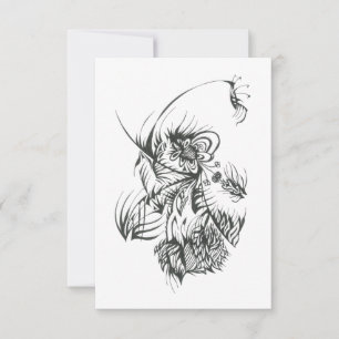 Cartão De Agradecimento Arte de Tatuagem Tribal Abstrata Preta e Branca de