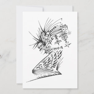 Cartão De Agradecimento Arte de Tatuagem Tribal Branco Preto Fluido Abstra