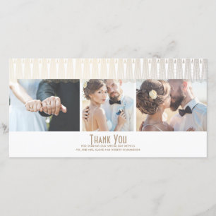 Cartão De Agradecimento Arte Deco White e Dourado Casamento Fotográfico Ob