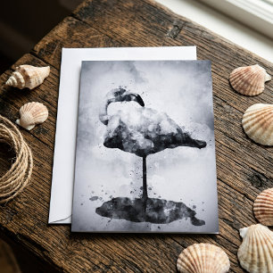 Cartão De Agradecimento Arte em Aquarela Preto e Branco de Flamingo Modern
