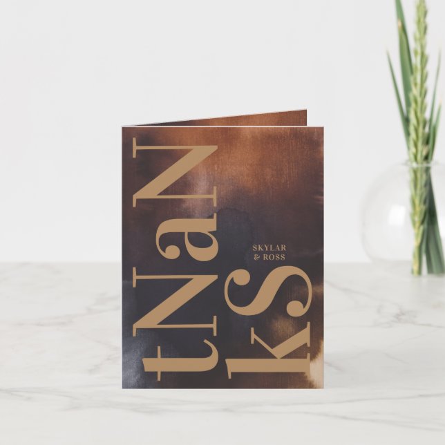 Cartão De Agradecimento Arte enferrujada Grande Monograma Simples Bold Mod (Frente)