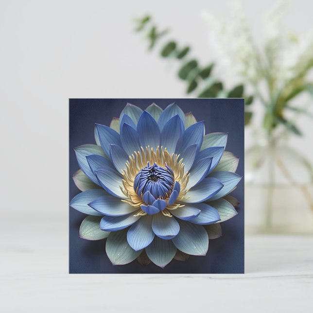 Cartão De Agradecimento Arte Espiritual do Flor Azul Lotus Personalizada (Em pé/Frente)