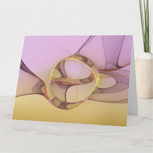 Cartão De Agradecimento Arte Fractal Dourada Rosa Moderna Abstrata