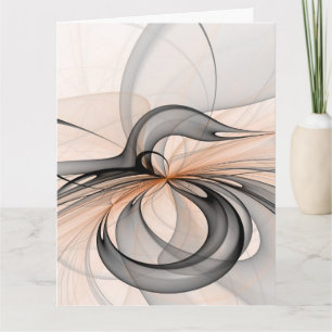 Cartão De Agradecimento Arte fractal moderno cinza sienito antracito abstr