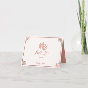 Cartão De Agradecimento Arte Moderna Deco Pink Swan Wedding