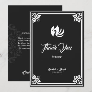 Cartão De Agradecimento Arte Moderna Deco White Swan Wedding